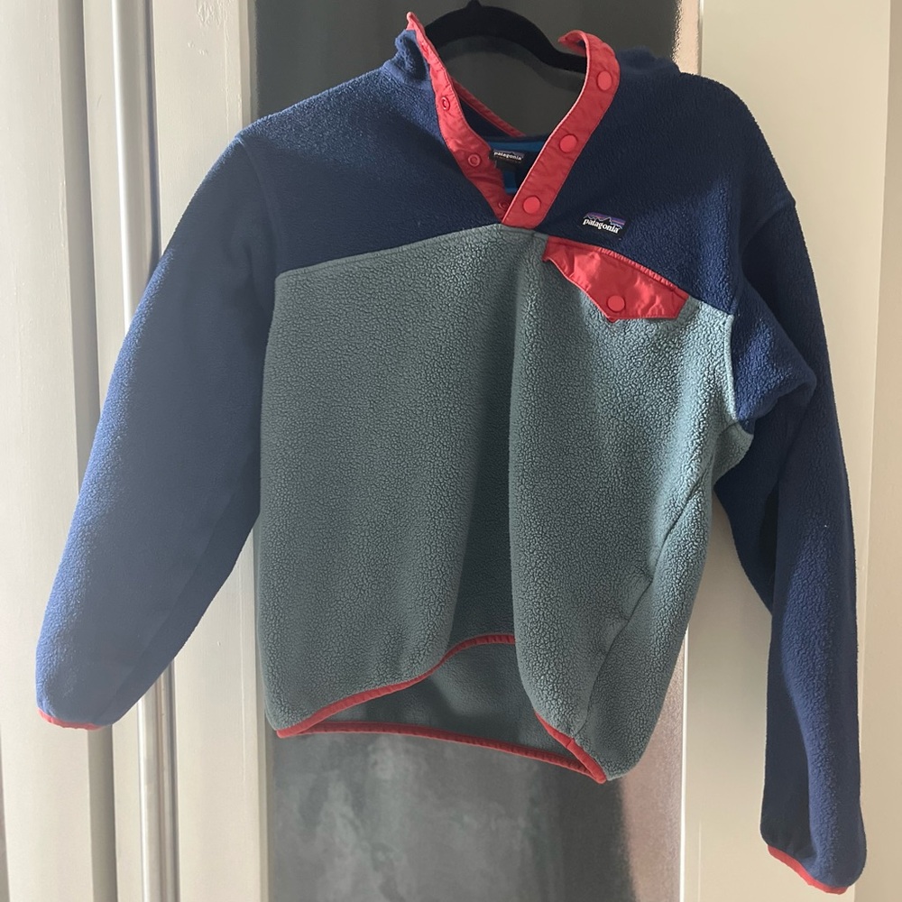 Patagonia Two-Tone Fleece Sweater - Navy and Gray